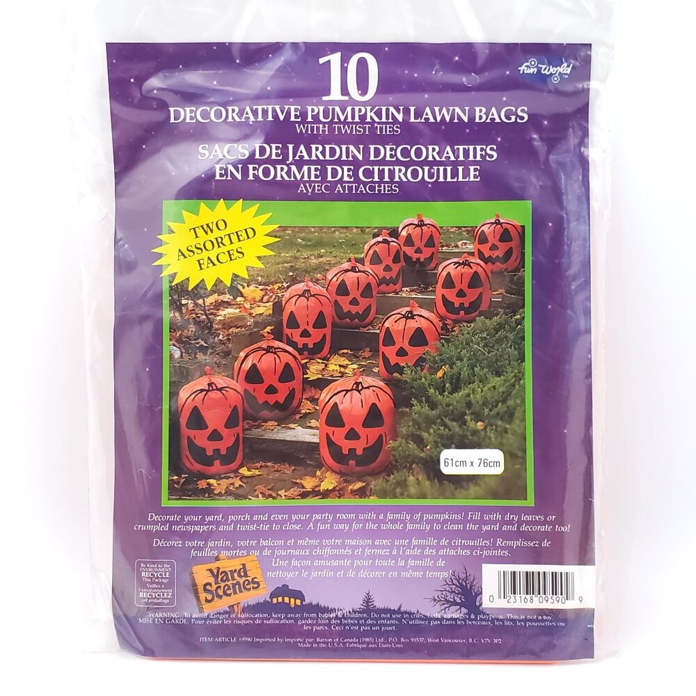 Vintage Pumpkin Lawn & Leaf Bags – 24x30 in. – Set of 10 – NEW